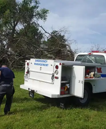 ESU truck and volunteers