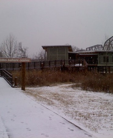 Nature Center building in snow