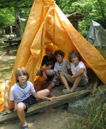 child park visitors in tent