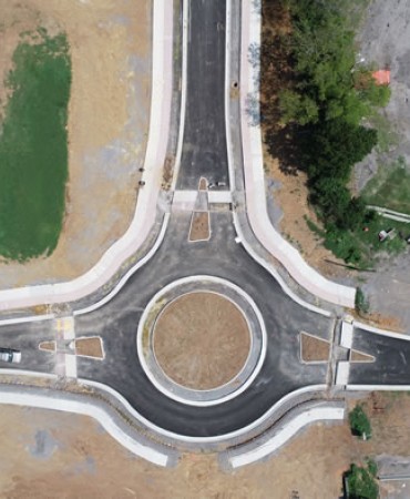 New roundabout on Madison Station Boulevard which will serve as an entrance to Madison Square.