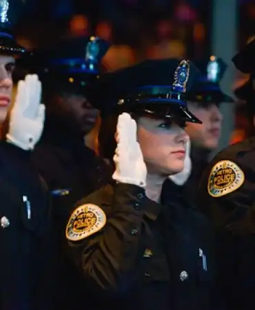 Police Academy officers giving oath