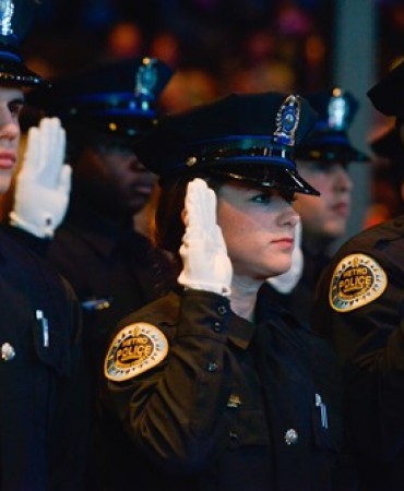 Police Academy officers giving oath
