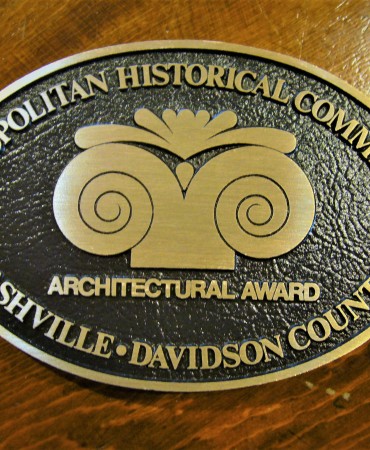 Metropolitan Historical Commission Architectural Award bronze plaque