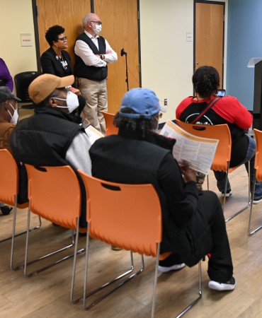 Mayor speaking at Participatory Budget Voting Expo