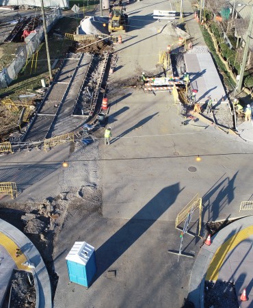Phase 2 Streetscaping at the intersection of Madison Street and Madison Station Blvd. 
