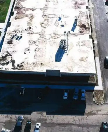Aerial view of new sidewalks outside of FiftyForward