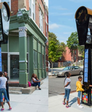 Above, clockwise from left: Ene Osteraas-Constable and Scott Constable of Wowhaus; Spinradl in Cincinnati; Makkeweks in Oakland, CA; The Golden Spiral in Ewing, NJ. View more at thewowhaus.com.