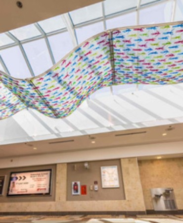 Above, clockwise from top left: Amber Lelli; Dancing Sound Wave (with artist partners Whitney Proper and Sadie Monroe) at Nashville International Airport; Exploration in Form; Crystal Glaciers installation at Acme Feed and Seed, Nashville. View more at AmberLelliArt.com.