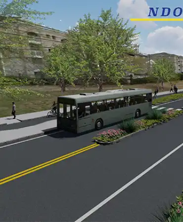 View of 12th Ave S complete and green street project at Caldwell Avenue, looking northwest