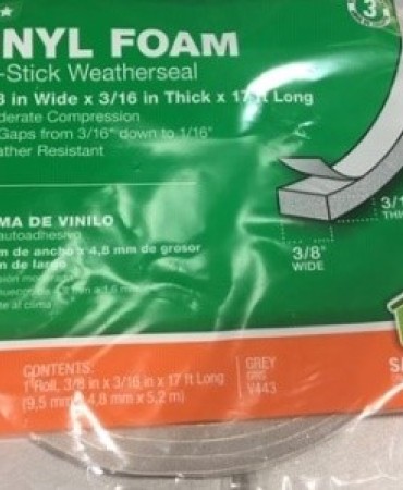 Vinyl foam weatherstripping