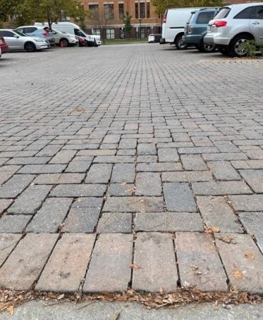 Permeable paver parking lot in front of Fulton Campus
