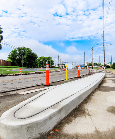 Completed concrete barrier near 12th Avenue South and Hawkins Street.