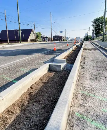 Completed bioswale island on 12th Ave South between Edgehill Ave and Archer Street.