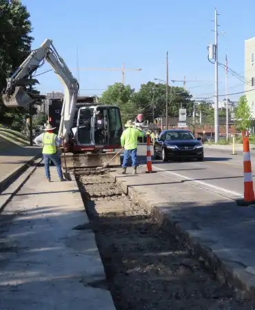 Excavation work on 12th Ave South between Edgehill Ave and Archer St.