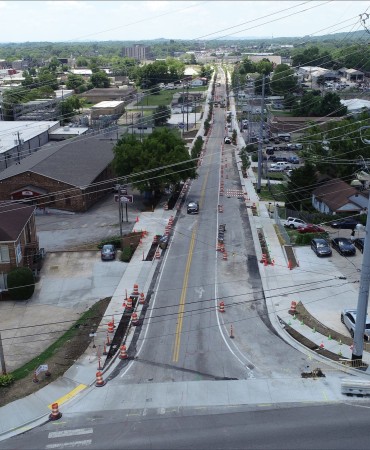 Drone photo of Madison Station Blvd construction at W. Old Hickory Blvd