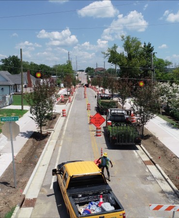 Landscaping in progress on Madison Station Blvd from Madison Street to Old Hickory Blvd.