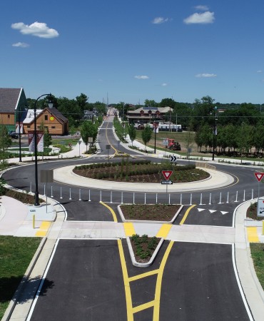 New roundabout on Madison Station Boulevard which serves as an entrance to Madison Square.