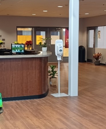 The renovated lobby of Hartman Park Community Center
