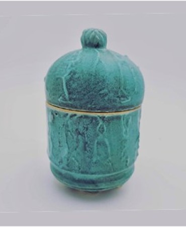 Turquoise ceramic urn by LTR Pottery