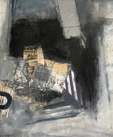 mixed-media abstract painting by Eva Sochorova and Lisa Haddad