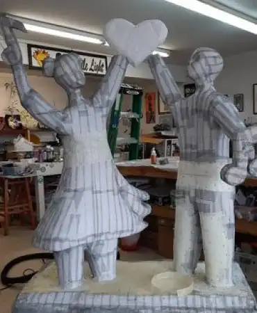 Path to a Higher Note sculpture being created