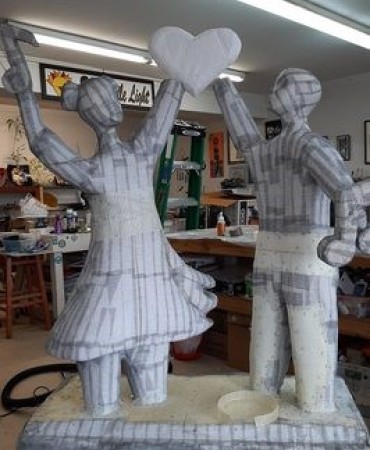 Path to a Higher Note sculpture being created