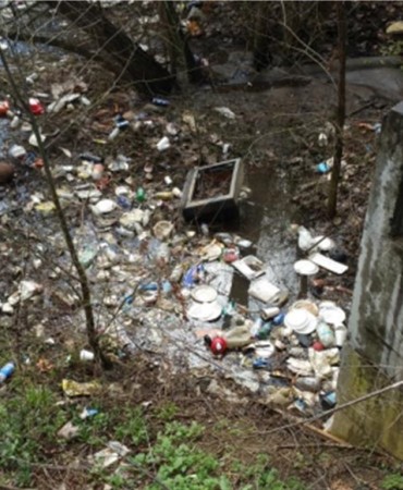 Trash Around Outlet Structure