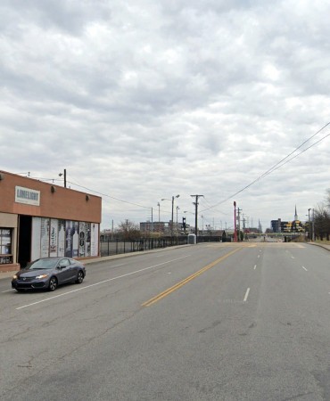 Existing conditions of Woodland St between I-24 ramp and the bridge