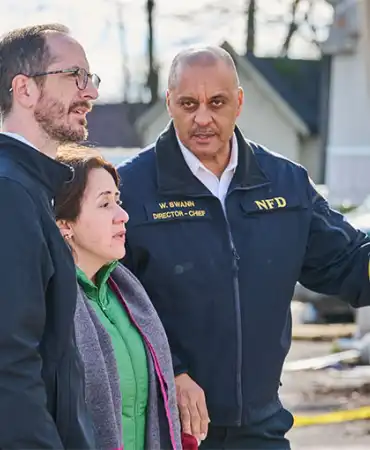 Mayor O'Connell and Chief Swann touring storm damage