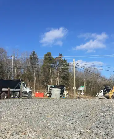 Heavy machinery used to excavate new roadway for Blue Hole Rd and Pettus Rd roundabout