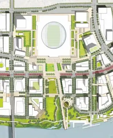 map showing Metro owned land in the East Bank development area