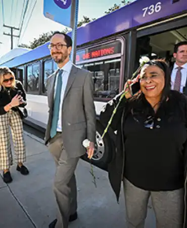 Photo of Mayor exiting a WeGo bus