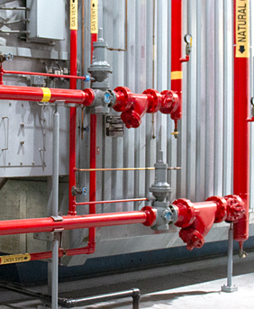 natural gas pipes in an industrial environment