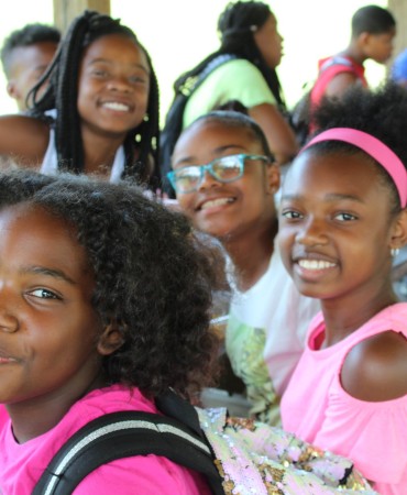 Photo: Happy children eating food