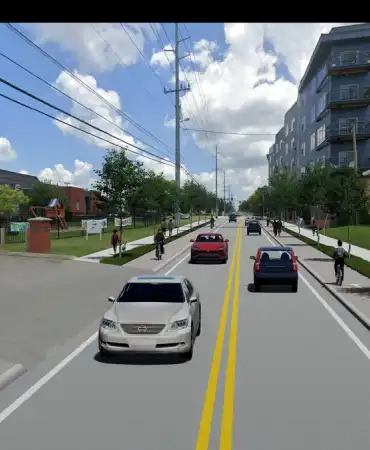 Alternative 2 Woodland St Project Rendering between I-24 and S 5th St