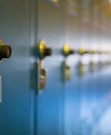 Stock photo: Row of blue school lockers