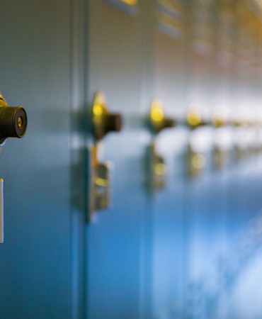 Stock photo: Row of blue school lockers