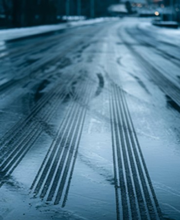 pnoto: road covered in ice