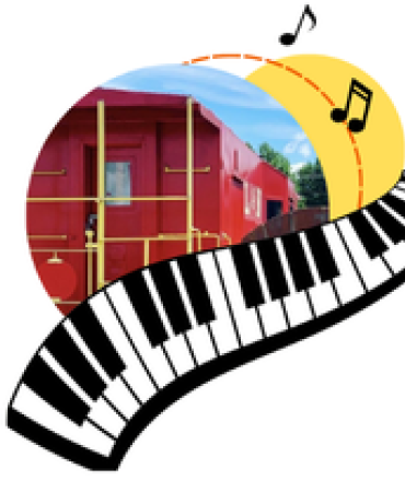 image of train caboose with piano