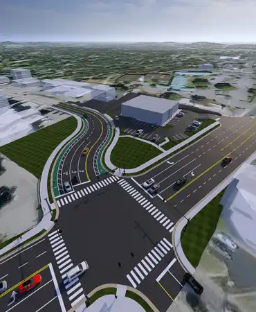 View of Crestmoor Road and Hillsboro Pike intersection improvements, looking southeast to northwest