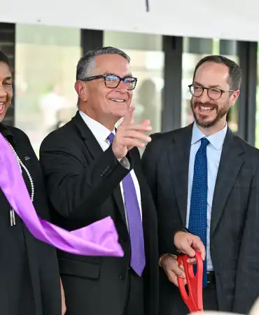 Mayor O'Connell cutting ribbon at Rip Patton Transit Center Opening