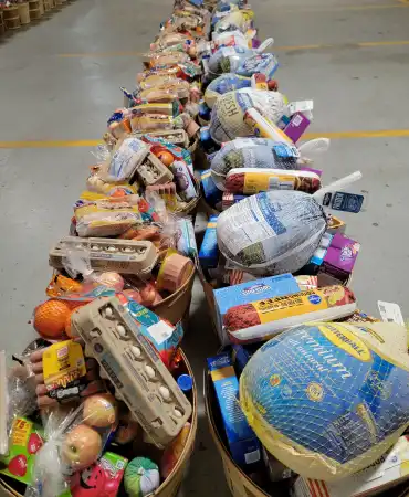 Photo of Food baskets awaiting distribution
