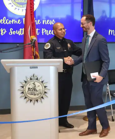 Southeast Precinct Grand Opening--Commander Lara, Mayor O'Connell