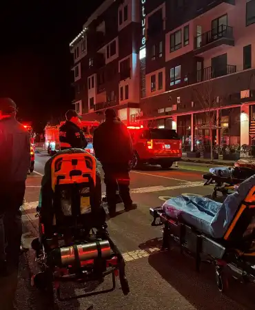 Nashville Fire personnel on street in downtown Nashville