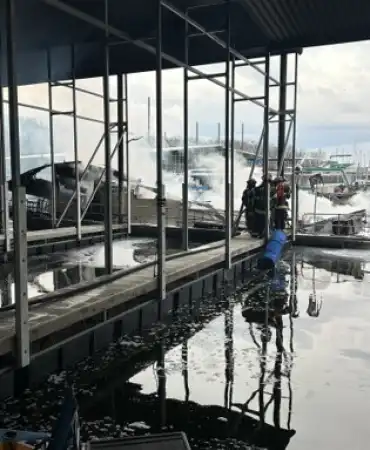 aftermath of boat fire
