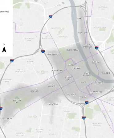 A map of the Design and Development Strategy Area