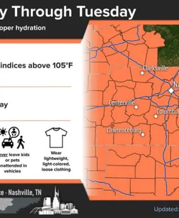 Heat advisory map